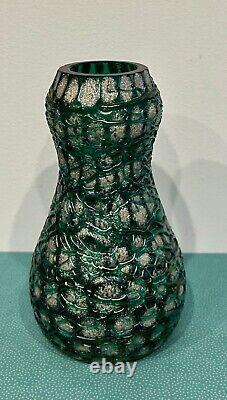 Wilhelm Kralik Art Nouveau Bohemian Iridescent Silveria Snowflake Glass Vase