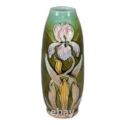 William Brownfield 1800s British Art Nouveau Pottery Majolica Iris Ceramic Vase