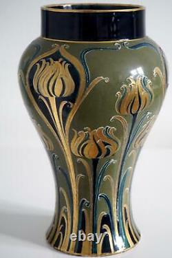 William Moorcroft James Macintyre Vase Green & Gold Florian Design c. 1903