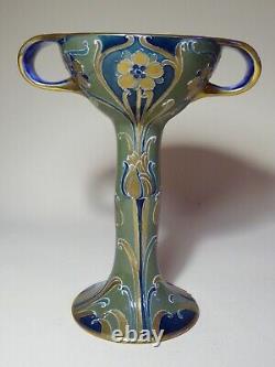 William Moorcroft Macintyre Florian Ware Green & Gold Florian Chalice Vase c1903