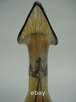 Wonderful LOETZ Iridescent Jack in the Pulpit VASE with SILVER OVERLAY
