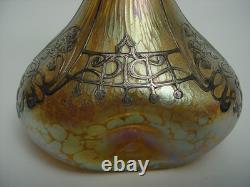Wonderful LOETZ Iridescent Jack in the Pulpit VASE with SILVER OVERLAY