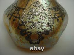 Wonderful LOETZ Iridescent Jack in the Pulpit VASE with SILVER OVERLAY