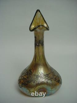 Wonderful LOETZ Iridescent Jack in the Pulpit VASE with SILVER OVERLAY
