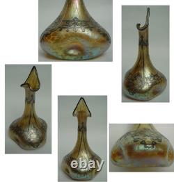 Wonderful LOETZ Iridescent Jack in the Pulpit VASE with SILVER OVERLAY