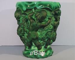 XL DESNA Malachite Glass Vase Schlevogt Hoffman Art Nouveau Czech Bohemia Green