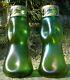 Xl Pair Nouveau /jugendstil Iridescent Green Glass Vases & Collars Kralik/loetz