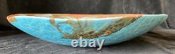 X Large Art Glass Bowl Shell Shaped Blue Green Coral Copper 46cm diameter