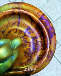 ZSOLNAY Art Nouveau Purple-Green EOZIN DUCK tray Antique Decorative Art ceramic