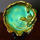 Zsolnay Russian Art Ceramics Eosin Iridescent Glazed Green & Gold Candy Dish