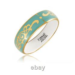 Zema Jewels Handpainted Art Nouveau Green Gold Pattern Fine Porcelain Bracelet