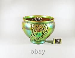 Zsolnay, Art Nouveau Style Green Eosin Glazed Open Work Porcelain Planter (h075)