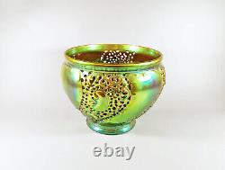 Zsolnay, Art Nouveau Style Green Eosin Glazed Open Work Porcelain Planter (h075)