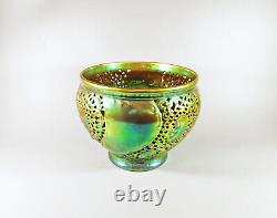 Zsolnay, Art Nouveau Style Green Eosin Glazed Open Work Porcelain Planter (h075)