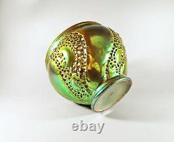 Zsolnay, Art Nouveau Style Green Eosin Glazed Open Work Porcelain Planter (h075)