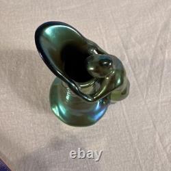 Zsolnay Eosin Art Nouveau Figural Pitcher 4.75 Tall Metallic Green Finish