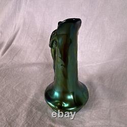 Zsolnay Eosin Art Nouveau Figural Pitcher 4.75 Tall Metallic Green Finish
