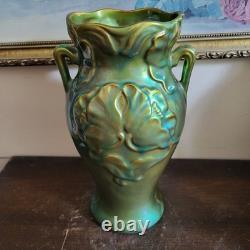 Zsolnay Hungary Art Nouveau Eosin Glase Green Vase 8.75