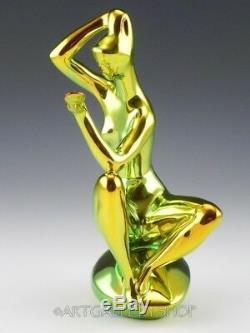 Zsolnay Hungary Figurine IRIDESCENT EOSIN GREEN ART NOUVEAU NUDE LADY WOMAN