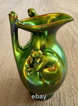 Zsolnay Pecs Art Nouveau Eosin Glaze Pitcher Jug Vase
