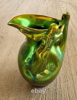 Zsolnay Pecs Art Nouveau Eosin Glaze Pitcher Jug Vase