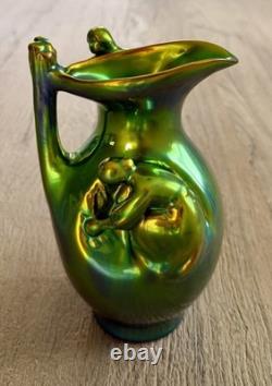 Zsolnay Pecs Art Nouveau Eosin Glaze Pitcher Jug Vase